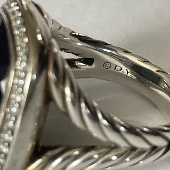 David Yurman 11mm Black Orchid & Diamond Albion Ring - Size 5 1/4 - Picture 7 of 10